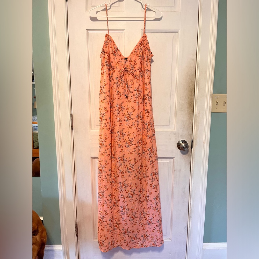 City Studio Bright pink floral pattern long dress